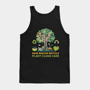 Save Bees Rescue Animals Recycle Plastic Earth Day Tank Top